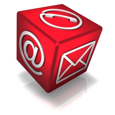 Email , Fax, and telephone on a red dice